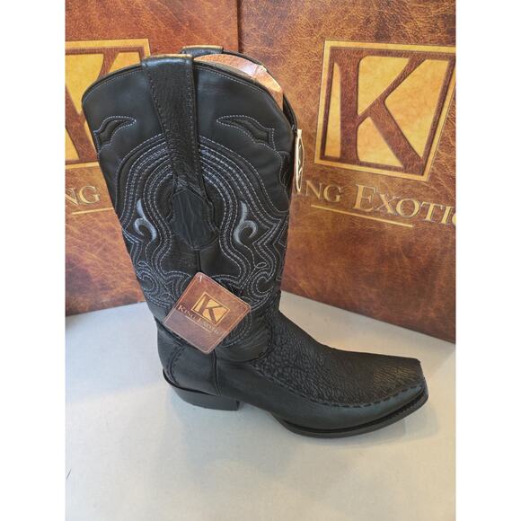 King Exotic US10.5 BLACK GENUINE SHARK Western Boot Dubai Square Toe D 479F0905 main image 5